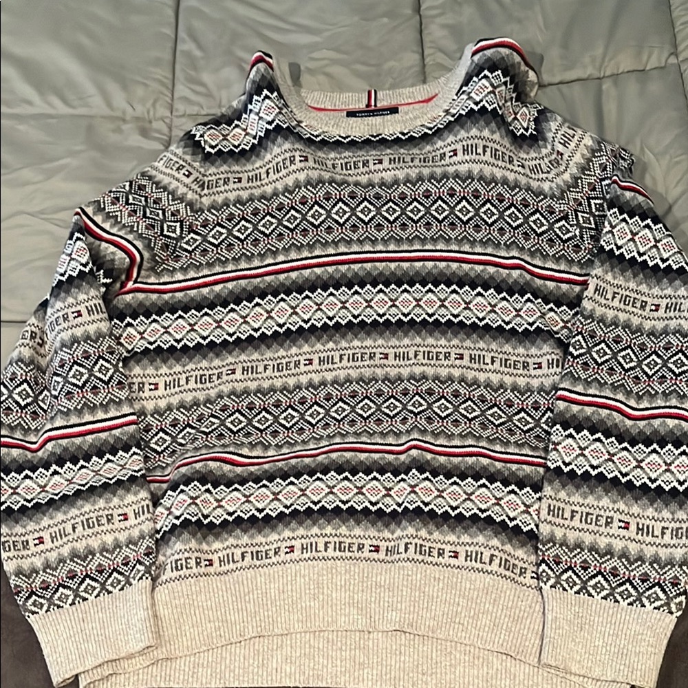 Tommy Hilfiger Gray Patterned Men's Sweater